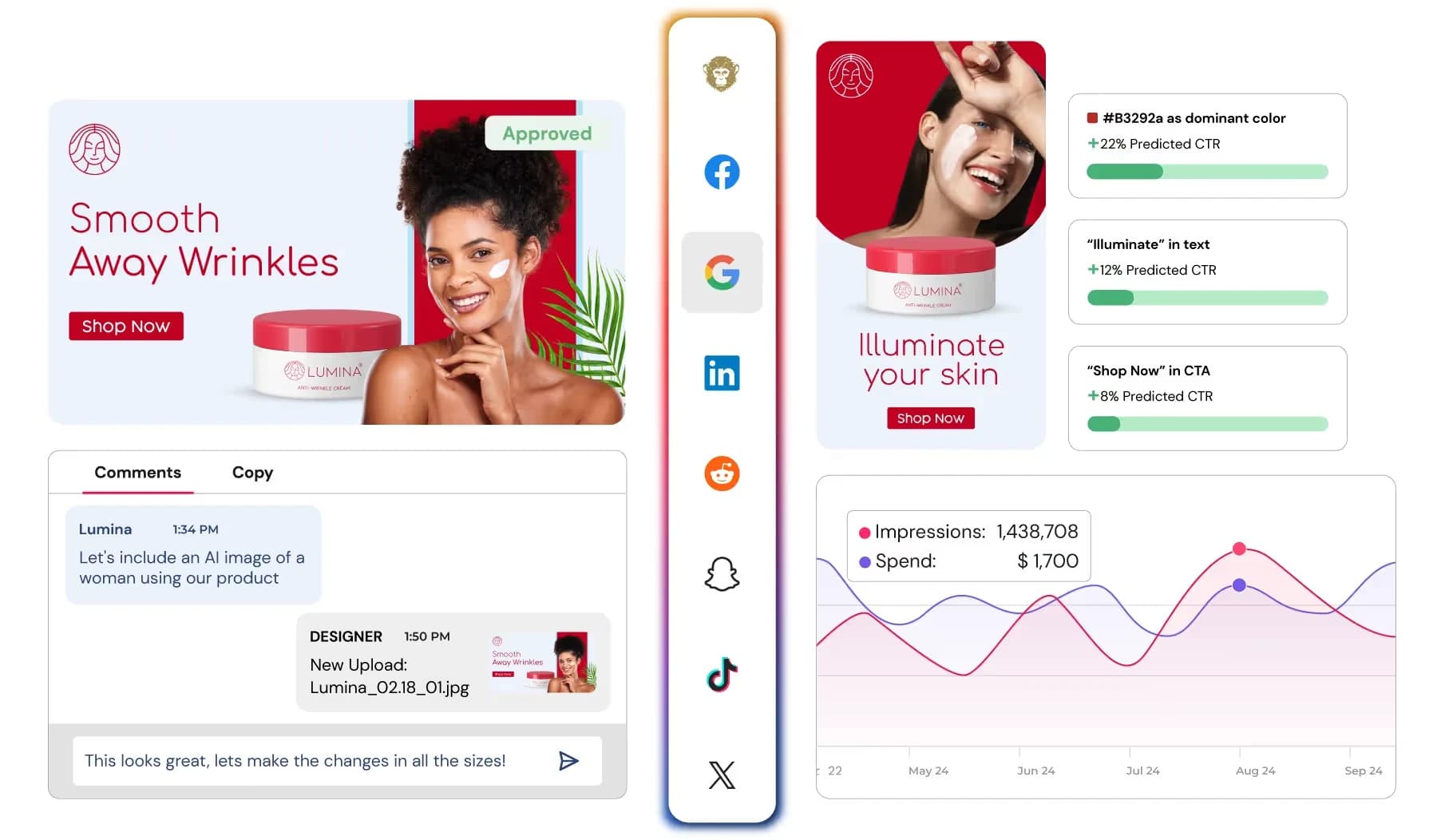 Omneky creative approval and launch dashboard