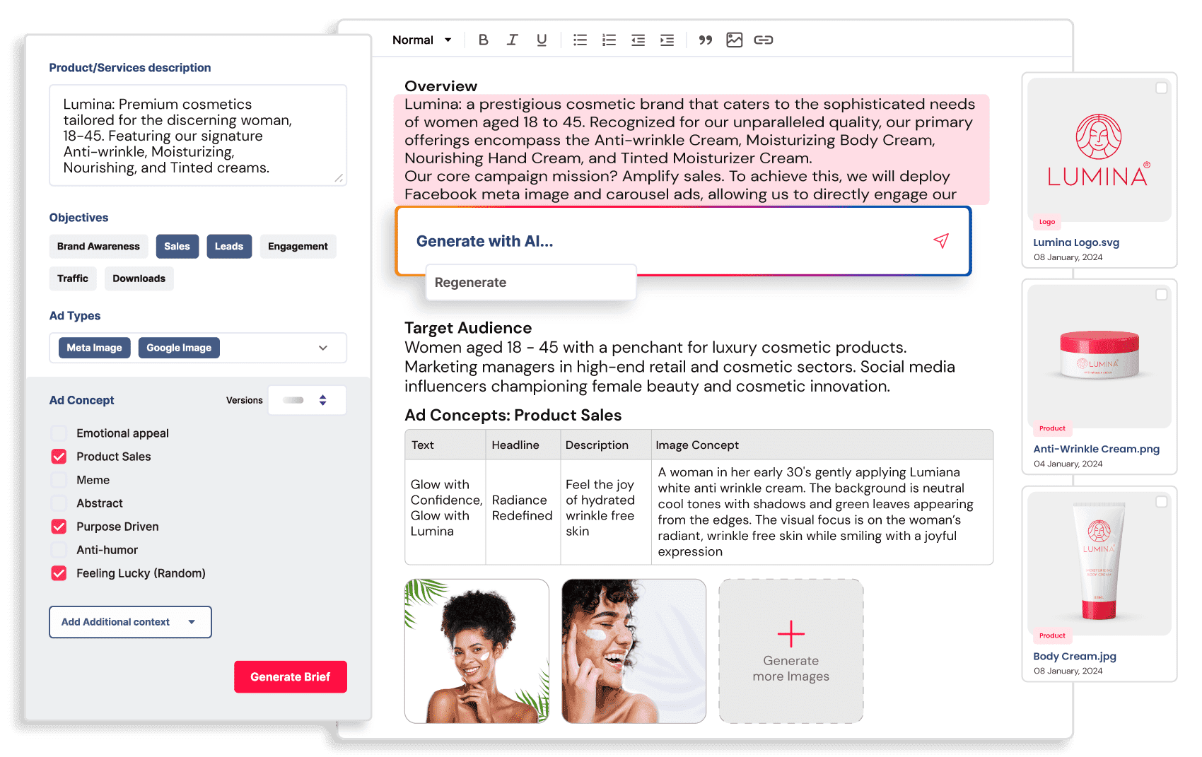 Campaign goal definition interface